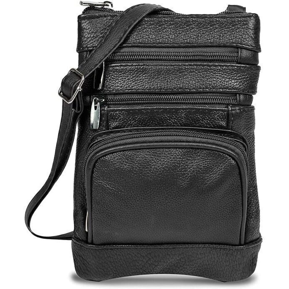 5759 leather Crossbody Purses , Multi Pocket Crossbody Purse